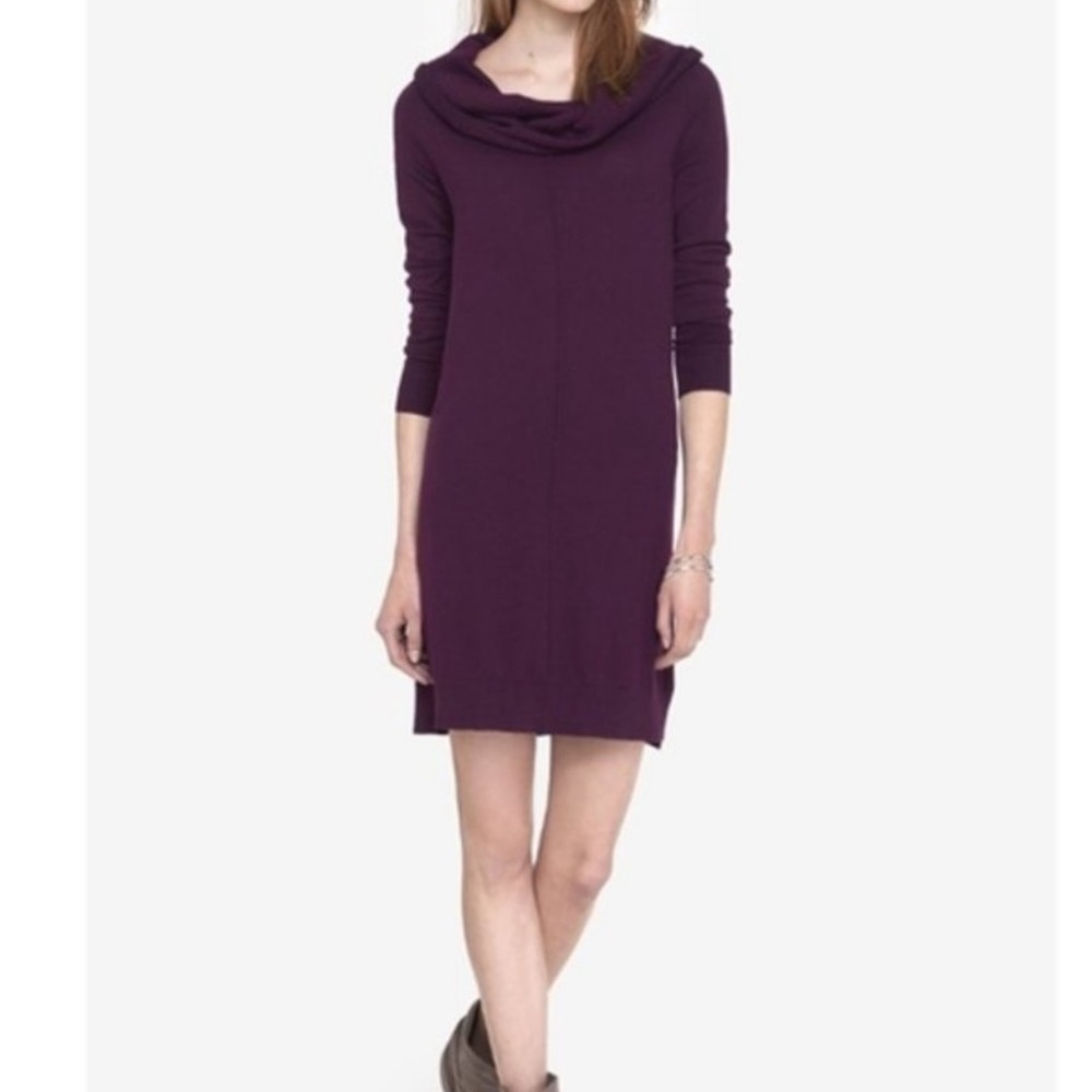 Express Cowl Neck Sweater Dress - Purple - XS
